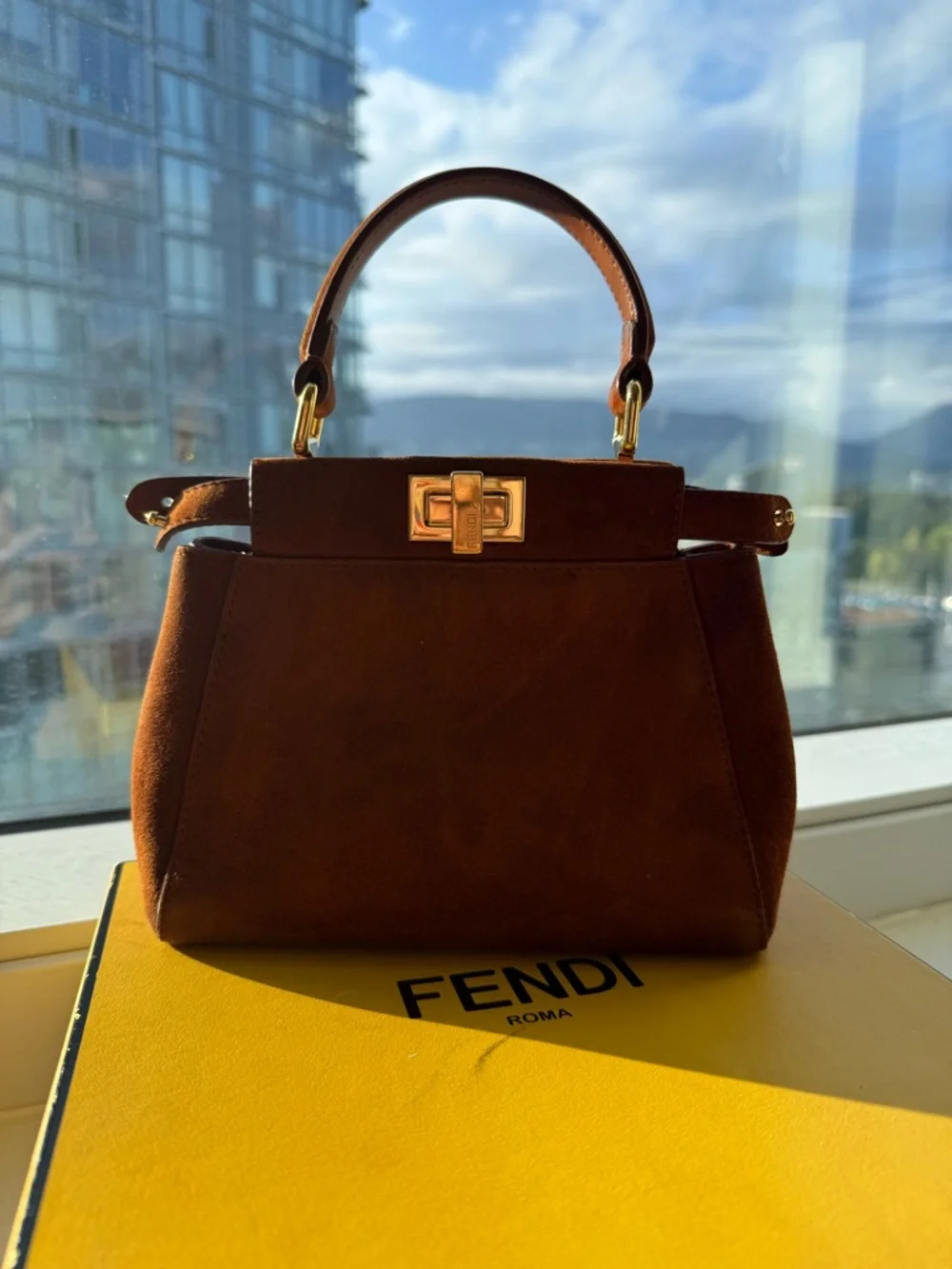 Authentic Fendi Peekaboo Suede Bag w Strap - Picture 6 of 11